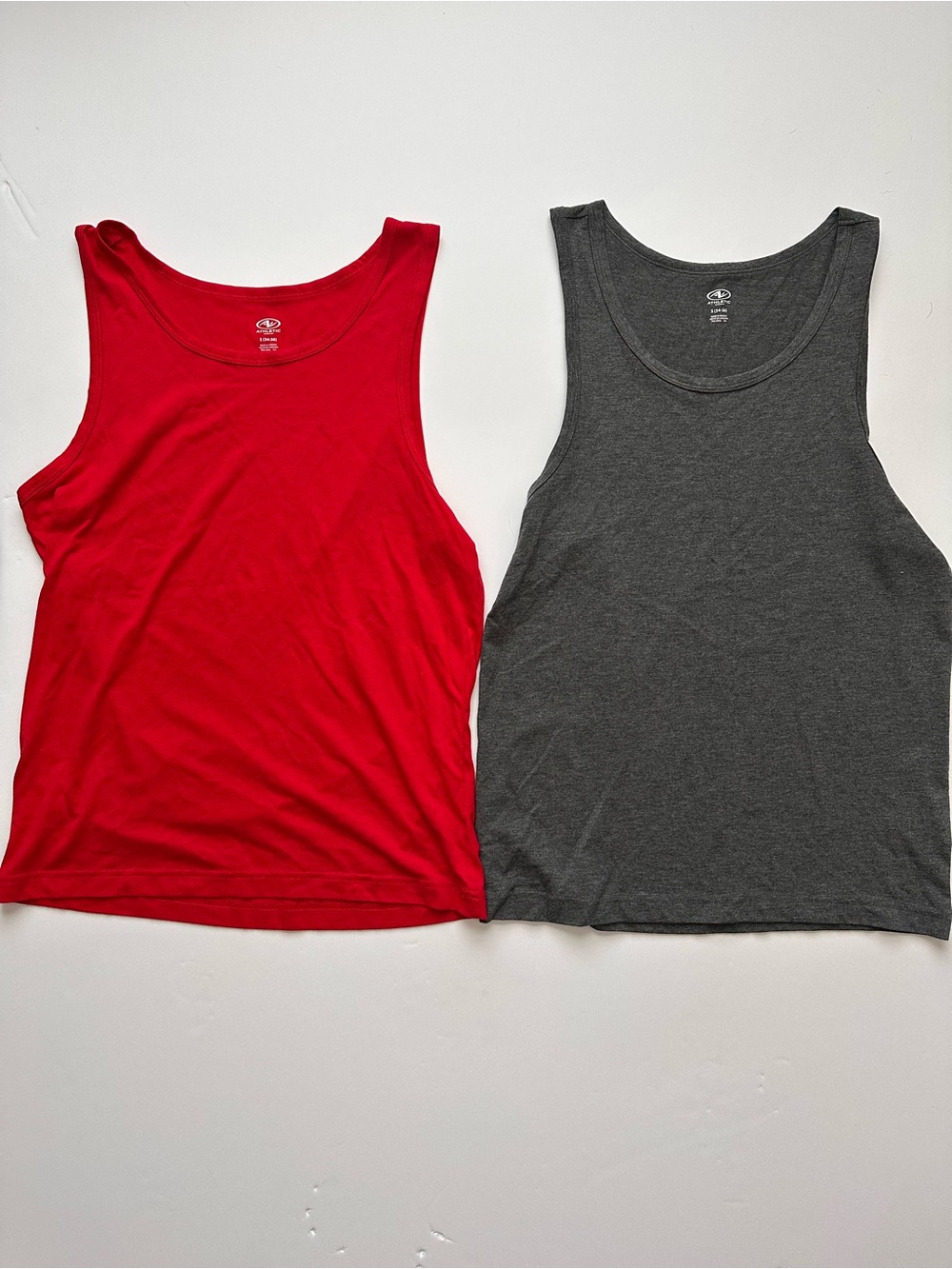 Athletic Works Gray & Red Crewneck Tank Tops